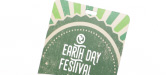 Eco: Earth Day Festival badge swivels back and forth, showcasing an eco friendly finish