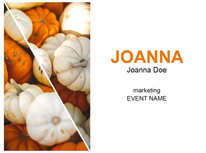 orange and white fall pumpkins photo name tag design