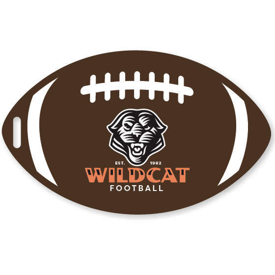 Football Shaped Bag Tag Supporting School Football Team