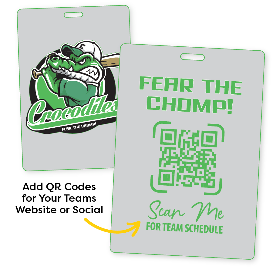 Rectangle Baseball Fan Bag Tag with Scannable QR Code