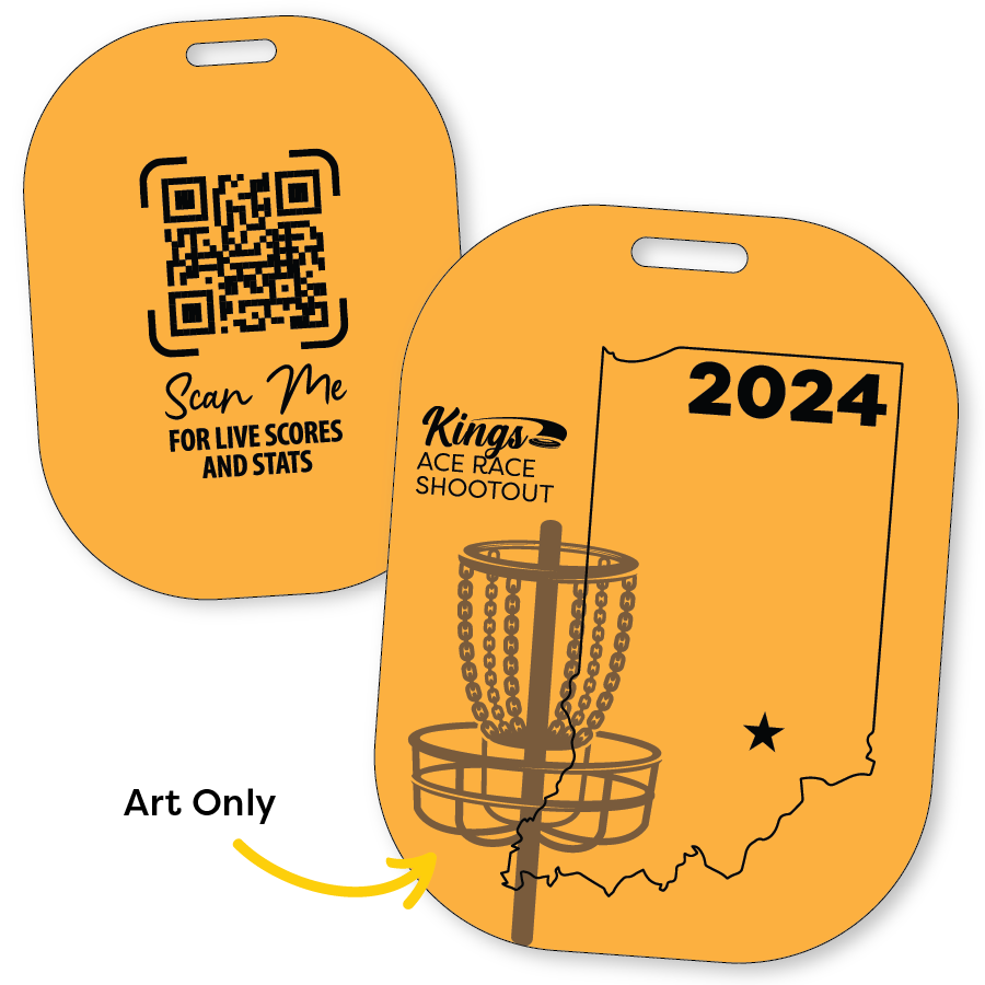 Oval Disc Golf Tournament Bag Tag with QR Code