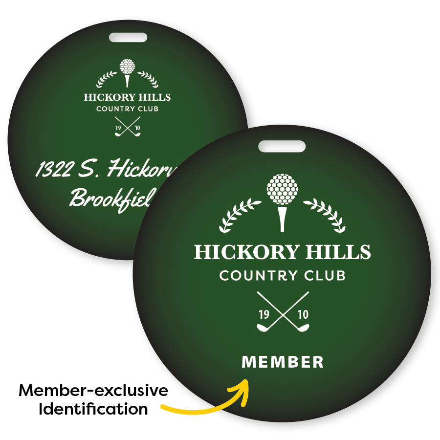 Round Golf Bag Tag for Exclusive Members