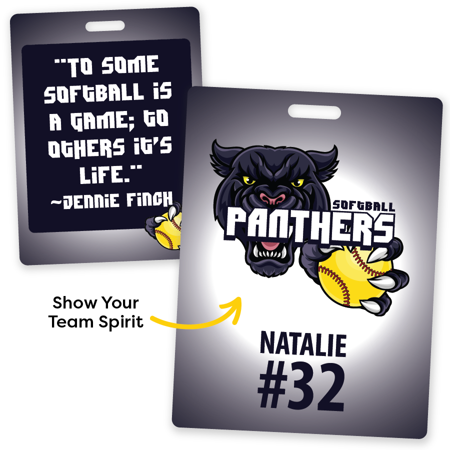 Rectangle Softball Team Member Bag Tag with Personalization