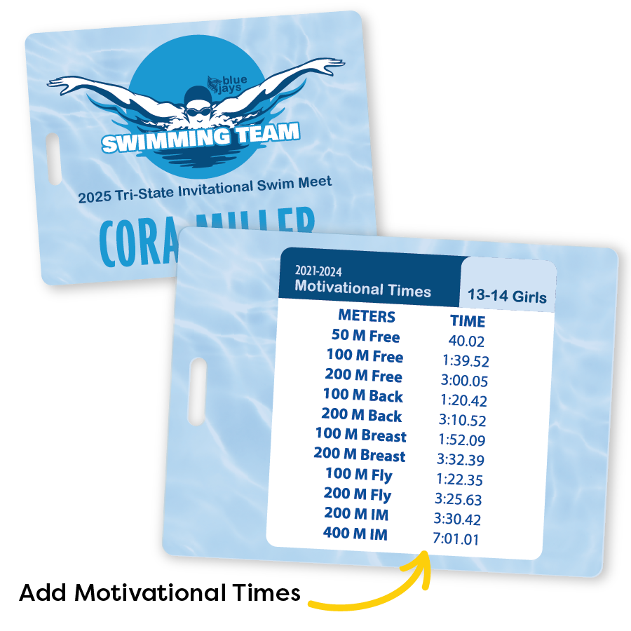 Rectangle Swimmer Bag Tag with Lap Times
