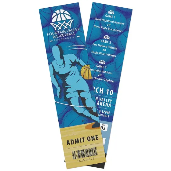 custom imprint collegiate or university branded event ticket
