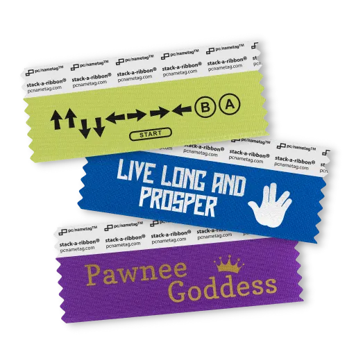 Custom badge ribbons for conventions and festivals