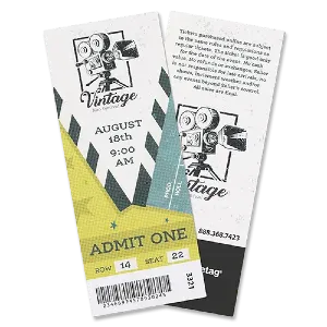 Film Festival Custom Event Tickets Vertical with Tear-off Stub