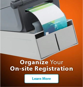 Organize your on-site registration table with a badge printer paper box